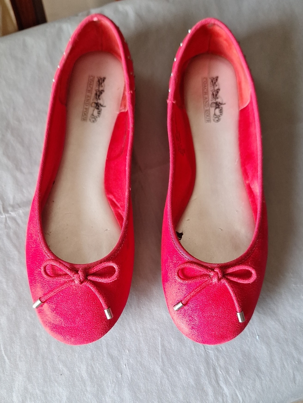 Coach And Four Red Suede Flats Size 81/2